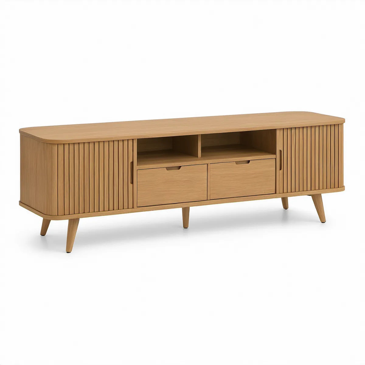 Szafka RTV z MDF w dekorze jasnego dębu 180 x 40 x 60 cm