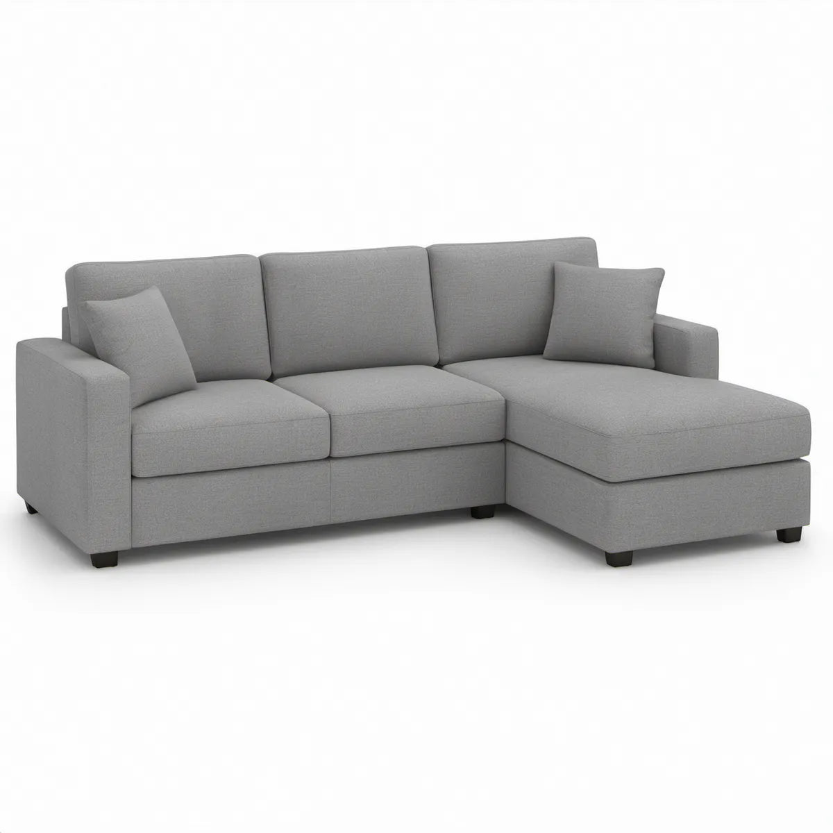 Prawostronna sofa narożna w kształcie L, szara, 230 × 150 × 85 cm