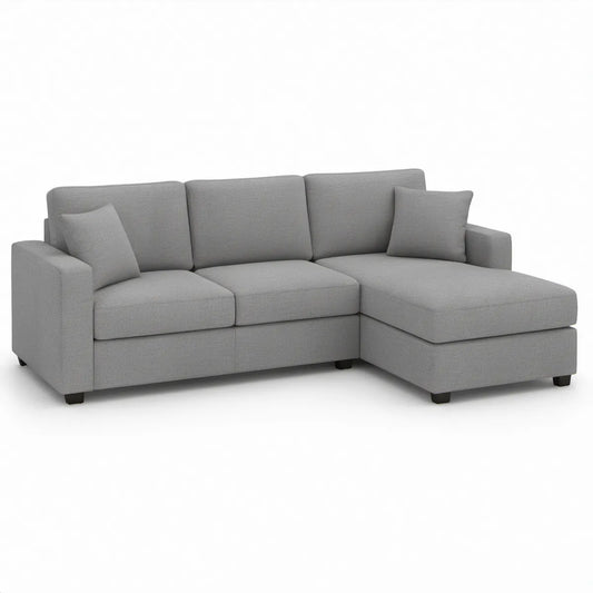 Prawostronna sofa narożna w kształcie L, szara, 230 × 150 × 85 cm