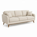 Kremowa sofa trzyosobowa z drewnianymi nogami 210 x 90 x 85 cm