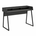 Czarne biurko komputerowe z nadstawką i 3 przegrodami 100 x 50 x 90 cm MDF stal