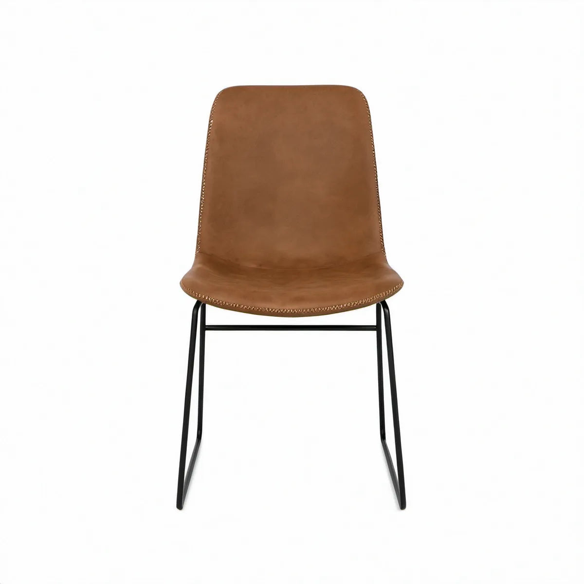 Krzesło z tapicerką ze skóry syntetycznej PU, koniakowobrązowe/czarne, 48 x 56 x 85 cm