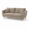 Beżowa sofa dwuosobowa z tapicerką poliestrową 180 x 85 x 88 cm