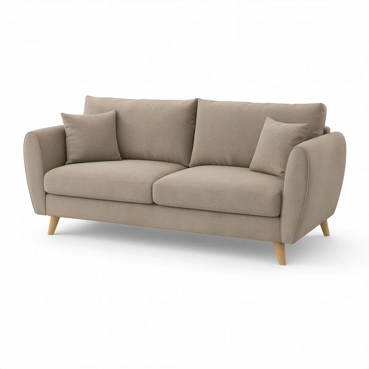 Beżowa sofa dwuosobowa z tapicerką poliestrową 180 x 85 x 88 cm