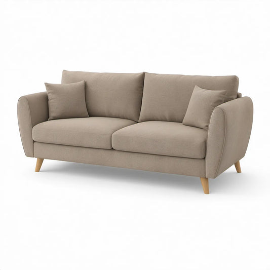 Beżowa sofa dwuosobowa z tapicerką poliestrową 180 x 85 x 88 cm