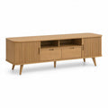 Szafka RTV z MDF w dekorze jasnego dębu 180 x 40 x 60 cm